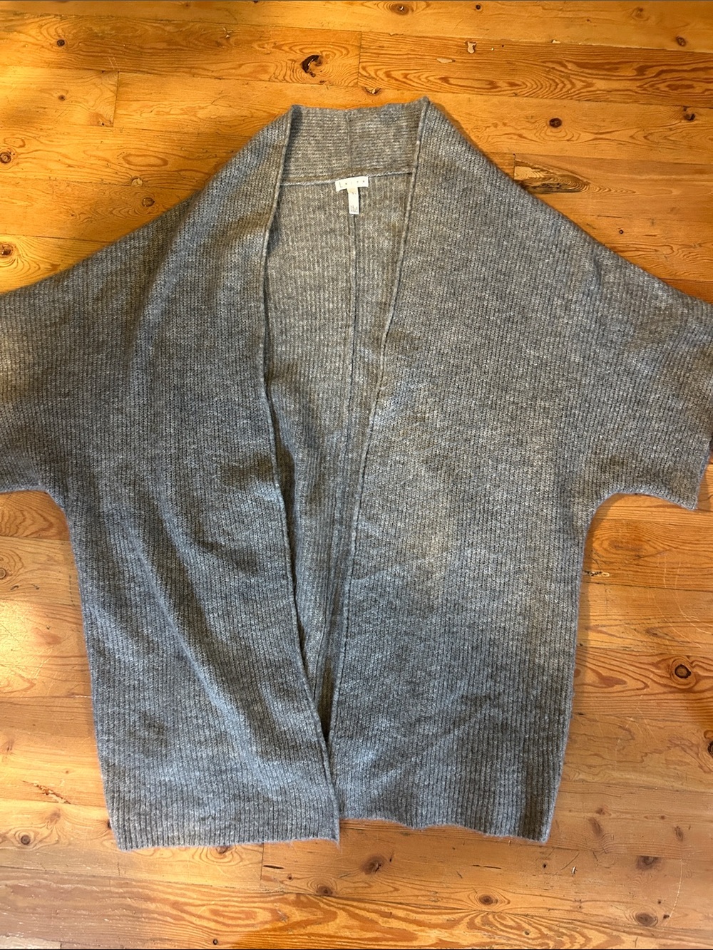 Leith Heather Gray Open-Front Ribbed Cardigan